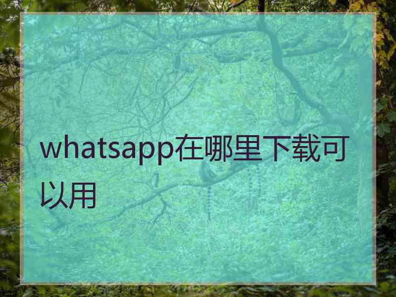 whatsapp在哪里下载可以用