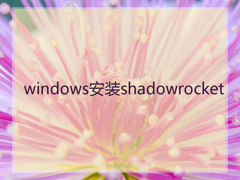 windows安装shadowrocket windows安装shadowrocket