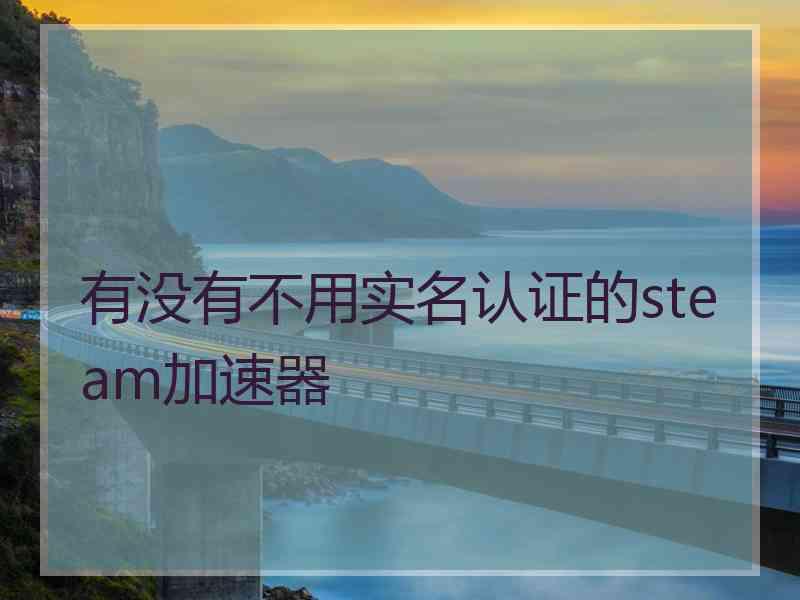 有没有不用实名认证的steam加速器