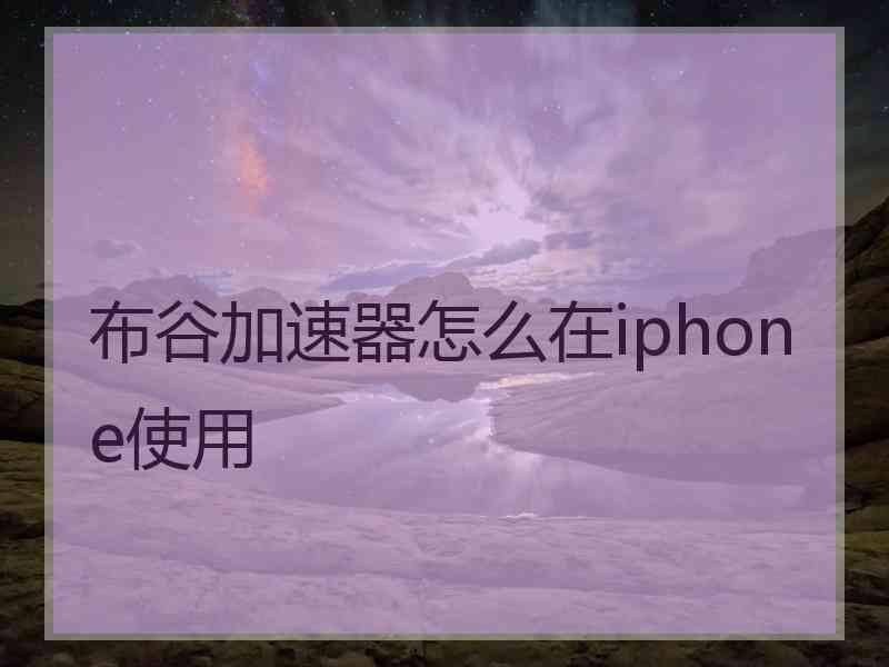 布谷加速器怎么在iphone使用